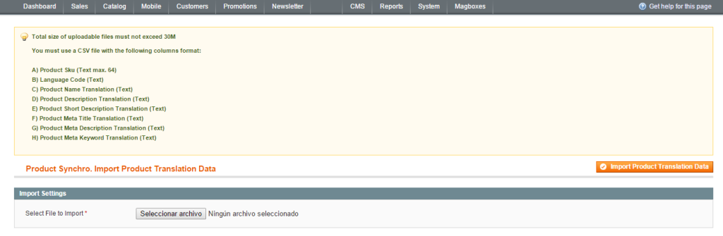Magboxes Product Translations Import Form