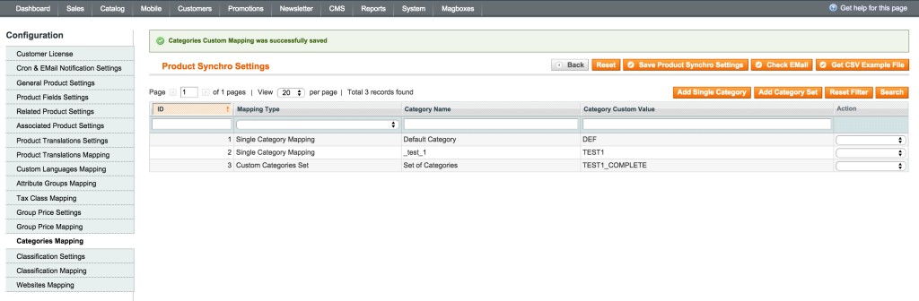 Magboxes Product Synchro Product Categories Mapping