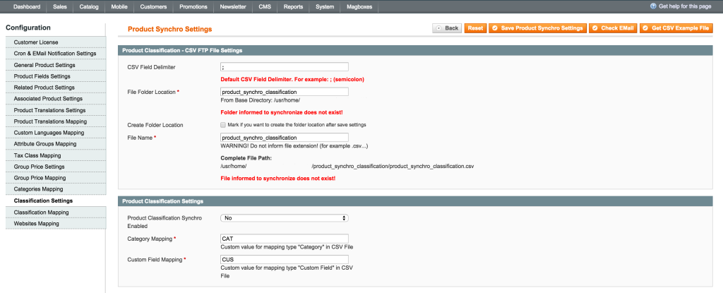 Magboxes Product Synchro Product Classification Mapping