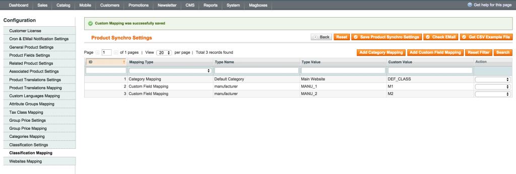 Magboxes Product Synchro Product Classification Mapping