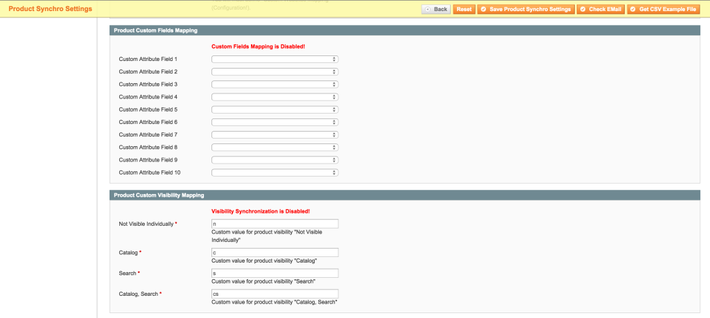 Magboxes Product Synchro Fields Product Settings