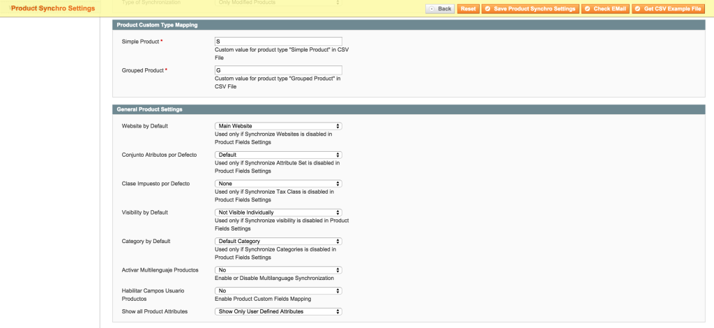 Magboxes Product Synchro General Product Settings