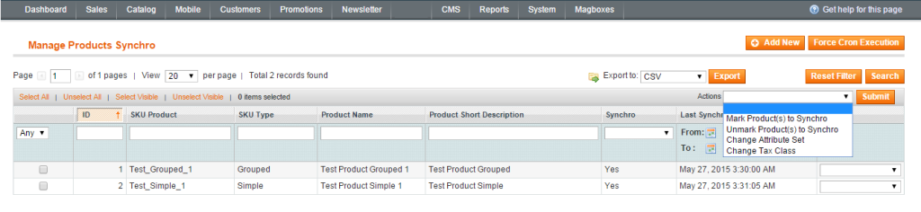 Magboxes Product Synchro Management