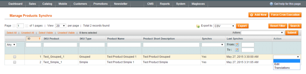 Magboxes Product Synchro Management