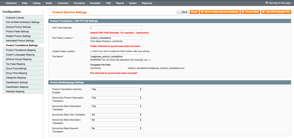 Magboxes Product Synchro Translations Product Settings