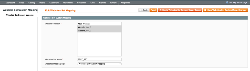 Magboxes Product Synchro Websites Mapping