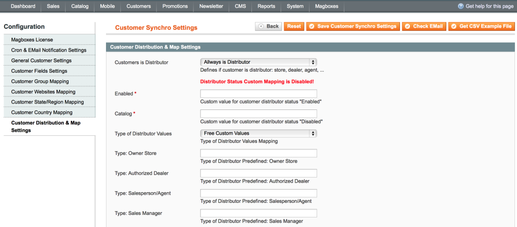 Magboxes Customer Synchronization - Distribution and Google Maps