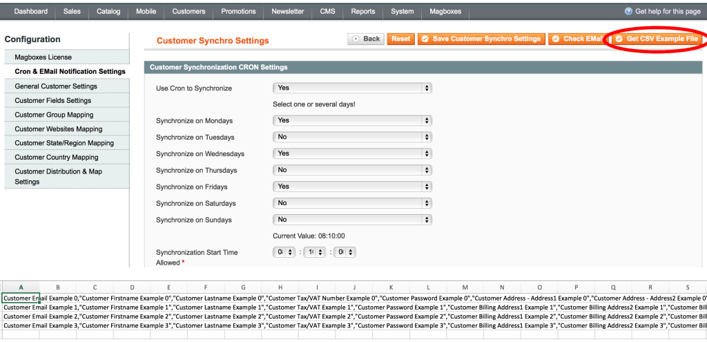 Magboxes Customer Synchronization - CSV File