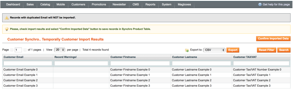 Magboxes Customer Synchro. Importation